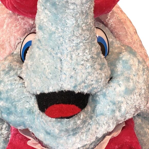 TonyToy Plush Sitting Elephant Puli International Blue Pink Outfit Bow 12in - Picture 4 of 11